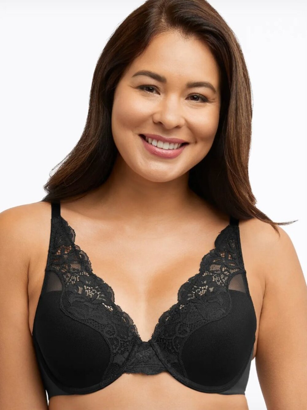 NWT Bali DF0084 Women's One Smooth U Comfort Stretch Lace Underwire Bra 36B Blk